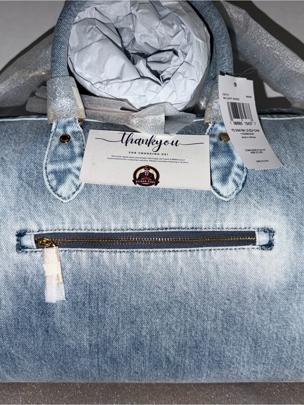 NWT Coach Large Rowan w/Charms in Loved Denim CDY75 SAMEDAY SHIPPING - Picture 5 of 7